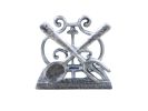 Rustic Silver Cast Iron Fork and Spoon Kitchen Napkin Holder 5""