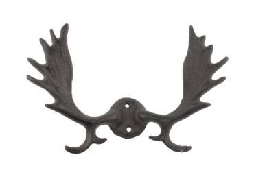 Cast Iron Moose Antlers Decorative Metal Wall Hooks 9""