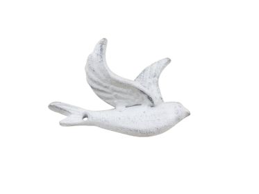 Whitewashed Cast Iron Flying Bird Decorative Metal Wing Wall Hook 5.5""