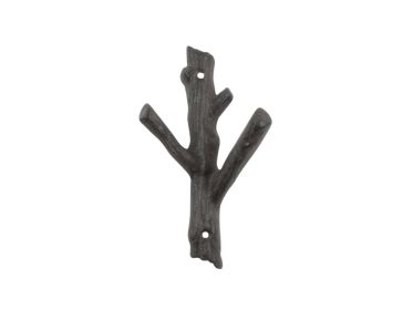 Cast Iron Tree Branch Double Decorative Metal Wall Hooks 7.5""
