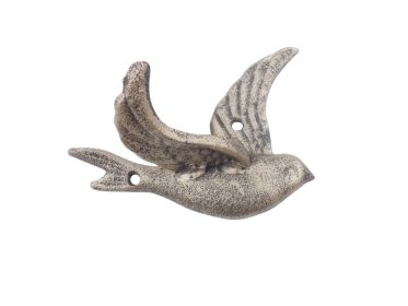 Rustic Gold Cast Iron Flying Bird Decorative Metal Wing Wall Hook 5.5""