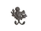 Cast Iron Squirrel with Acorn Decorative Double Metal Wall Hooks 8""
