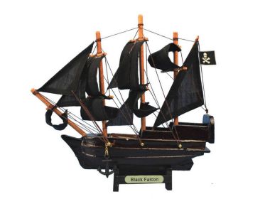 Wooden Captain Kidds Black Falcon Model Pirate Ship Christmas Ornament 7""