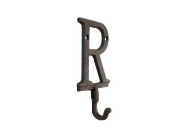 Rustic Copper Cast Iron Letter R Alphabet Wall Hook 6""