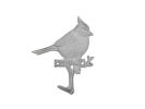 Whitewashed Cast Iron Baltimore Oriole Sitting on a Tree Branch Decorative Metal Wall Hook 6.5""