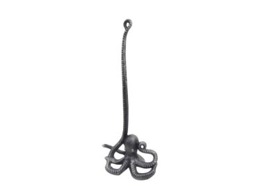 Rustic Silver Cast Iron Octopus Kitchen Paper Towel Holder 19""