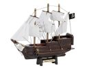 Wooden Ben Franklins Black Prince Model Pirate Ship with White Sails Christmas Ornament 7""