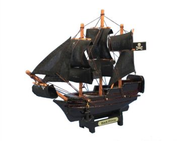 Wooden Ben Franklins Black Prince Model Pirate Ship Christmas Ornament 7""