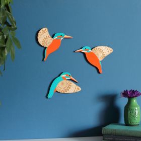 Wooden Flying Bird Wall Hanging Decoration Wall Pendant (Option: Kingfisher)