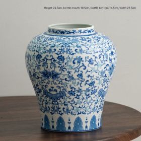 Blue And White Porcelain Vase Vintage Ornament Home Living Room Decorations (Option: Large Size)