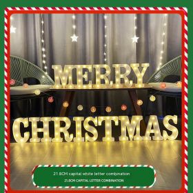 Color Printing Led Merry Christmas Letter Lights (Option: 21.8cm white letters)
