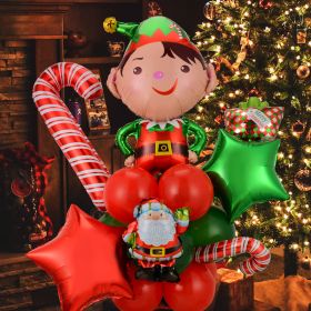 2024 Christmas Party Combination New Year Decoration Atmosphere Layout Aluminum Foil Balloon Set (Option: Green Hats Little Boy Suit)