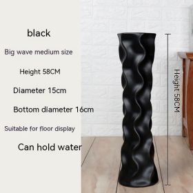 Simple Ceramic Large Floor Vase (Option: Black Medium)