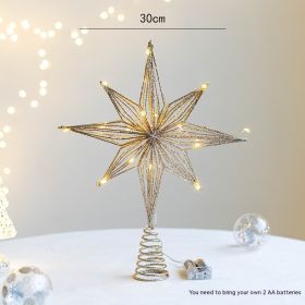 Christmas Tree Decoration Top Star Iron Luminous Tree (Option: 30cm Golden Octagonal Star)