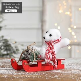Christmas Snowman Sled Elk Squirrel Polar Bear Decorations Desktop Ornaments (Option: Sled Polar Bear 66G)