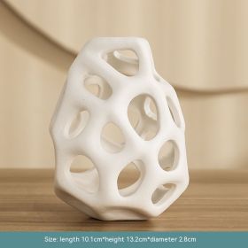 Ceramic Geometric Hollow Ball Body Decoration Fashion Home Model Room Soft Decorative Ornaments (Option: White Small Size)
