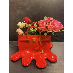 High-end Bag Resin Vase Flower Arrangement Sculpture (Option: Love Bag Orange-Small Size)
