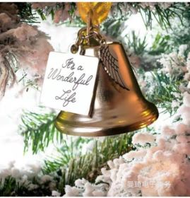 Wings Christmas Campanula Bells Souvenir Metal Pendant (Option: Square Plate Bell)