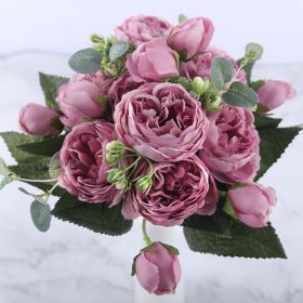 Artificial Feili Persian Peony Rose Bouquet (Color: Purple)