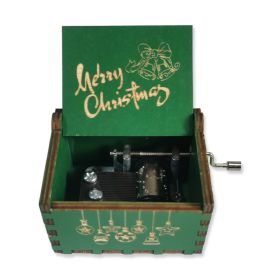 Wooden Hand-cranked Music Box Merry Christmas Music Ornaments (Option: Christmas 24-64x52x42mm)