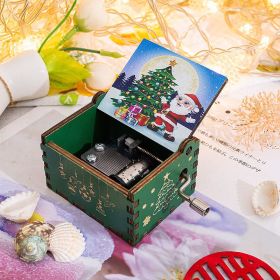Wooden Hand-cranked Music Box Merry Christmas Music Ornaments (Option: Christmas 10-64x52x42mm)