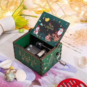 Wooden Hand-cranked Music Box Merry Christmas Music Ornaments (Option: Christmas 11-64x52x42mm)