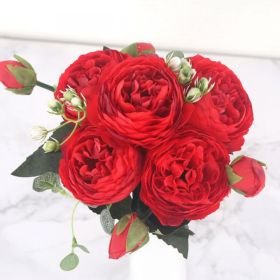 Artificial Feili Persian Peony Rose Bouquet (Color: Red)