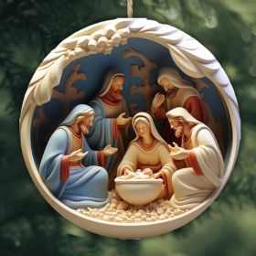 Acrylic 3D Effect Christmas Ornaments (Option: C Style-7.6x7.6x0.4cm)