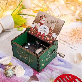 Wooden Hand-cranked Music Box Merry Christmas Music Ornaments (Option: Christmas 2-64x52x42mm)