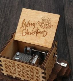Wooden Hand-cranked Music Box Merry Christmas Music Ornaments (Option: Christmas 32-64x52x42mm)