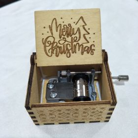 Wooden Hand-cranked Music Box Merry Christmas Music Ornaments (Option: Christmas 35-64x52x42mm)