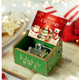 Wooden Hand-cranked Music Box Merry Christmas Music Ornaments (Option: Christmas 1-64x52x42mm)