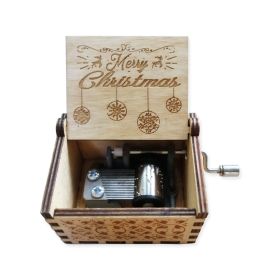 Wooden Hand-cranked Music Box Merry Christmas Music Ornaments (Option: Christmas 31-64x52x42mm)