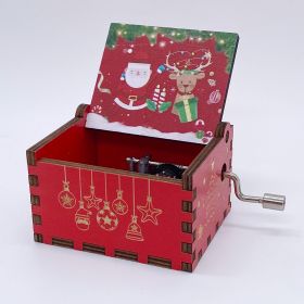 Wooden Hand-cranked Music Box Merry Christmas Music Ornaments (Option: Christmas 7-64x52x42mm)