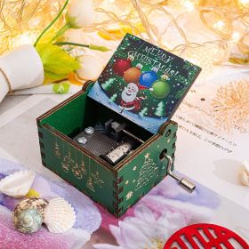Wooden Hand-cranked Music Box Merry Christmas Music Ornaments (Option: Christmas 9-64x52x42mm)