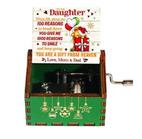 Wooden Hand-cranked Music Box Merry Christmas Music Ornaments (Option: Christmas 14-64x52x42mm)