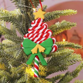 Christmas Tree Polymer Clay Pendant Small Gift Crutch Color Small Pendant (Option: Green Bow Tree D Style)