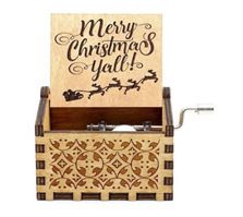 Wooden Hand-cranked Music Box Merry Christmas Music Ornaments (Option: Christmas 29-64x52x42mm)