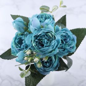 Artificial Feili Persian Peony Rose Bouquet (Color: Blue)