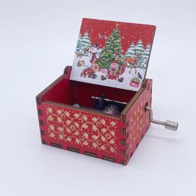 Wooden Hand-cranked Music Box Merry Christmas Music Ornaments (Option: Christmas 38-64x52x42mm)