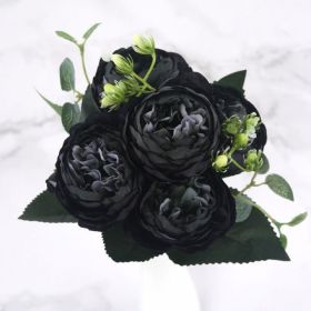 Artificial Feili Persian Peony Rose Bouquet (Color: Black)