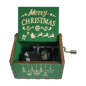 Wooden Hand-cranked Music Box Merry Christmas Music Ornaments (Option: Christmas 23-64x52x42mm)