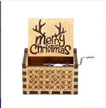 Wooden Hand-cranked Music Box Merry Christmas Music Ornaments (Option: Christmas 27-64x52x42mm)