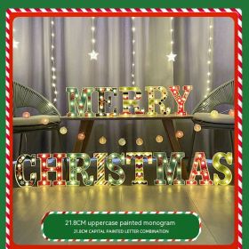 Color Printing Led Merry Christmas Letter Lights (Option: 21.8cm painted letters)