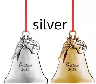Wings Christmas Campanula Bells Souvenir Metal Pendant (Option: 2022 Silver)