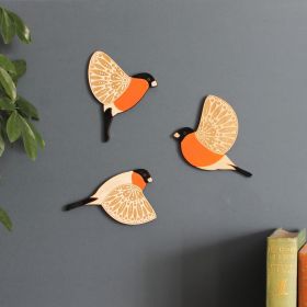 Wooden Flying Bird Wall Hanging Decoration Wall Pendant (Option: Red Belly Gray Sparrow)