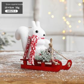 Christmas Snowman Sled Elk Squirrel Polar Bear Decorations Desktop Ornaments (Option: Sled Squirrel 56g)