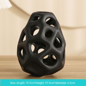 Ceramic Geometric Hollow Ball Body Decoration Fashion Home Model Room Soft Decorative Ornaments (Option: Black Large)