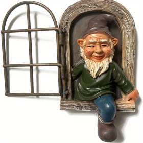 1pc Gnomes Elf Out The Door Statue, Whimsical Tree Tree Hugger, Decoration For Peeker Yard Art Outdoor, Decorations For The Living Room & Book Shelf & (Color: Single Door)