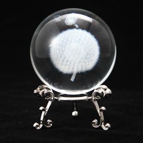 1pc Crystal Ball Art Decoration; Decoration Craft; Crystal Ball Valentine's Day Gifts Birthday Gifts (Color: Dandelion, size: Silver)